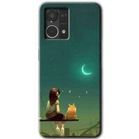Oppo Reno 7 4G HD Baskılı Kılıf + 9D Tam Ekran Koruyucu - Kedili Kız