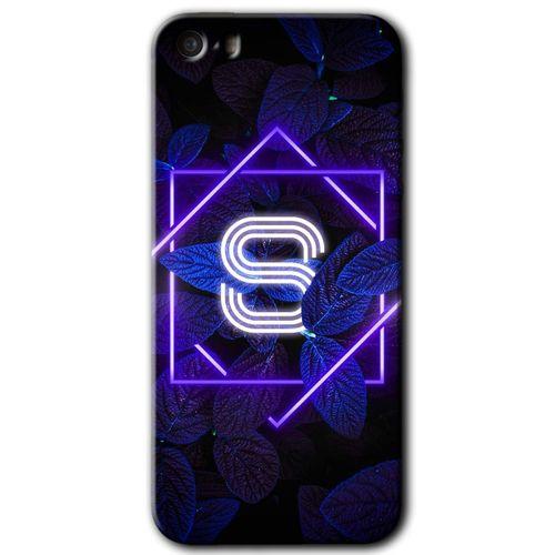 iPhone 5 Kılıf HD Desen Baskılı Arka Kapak - Dark Neon Yaprak S Harfi