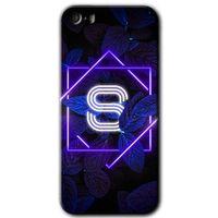 iPhone 5 Kılıf HD Desen Baskılı Arka Kapak - Dark Neon Yaprak S Harfi