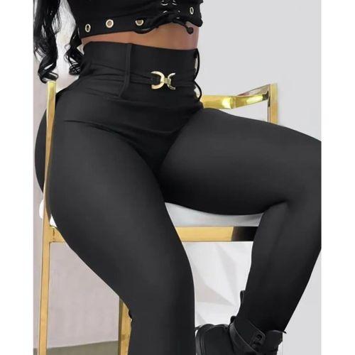 Kadın Yüksek Bel Belden Toka Detaylı Dalgıç Tayt