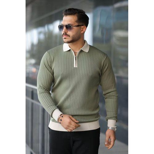 Erkek Kol Ve Yaka Detaylı Uzun Kollu Triko