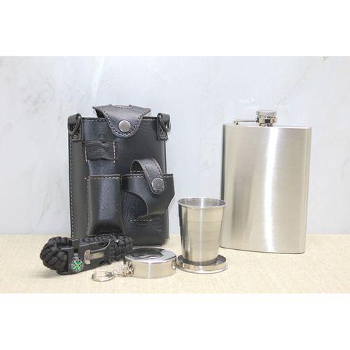 Deri Kılıflı Shot Bardaklı Matara