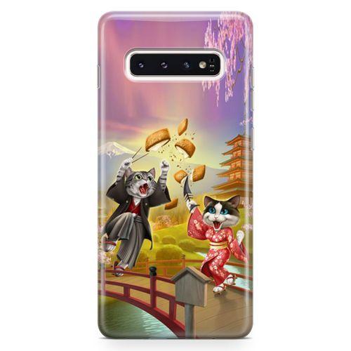 Samsung Galaxy S10 Kılıf Geyşa Kediler Arka Kapak Koruma Desenli Full Koruyucu
