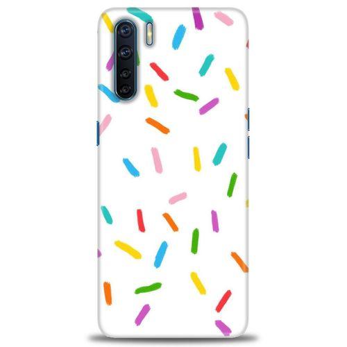 Oppo A91 / Reno 3 Kılıf HD Baskılı Kılıf - Renkli Konfeti + Tam Ekran Koruyucu