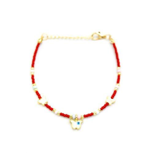 Kelebek Boncuk Bileklik - Bordo