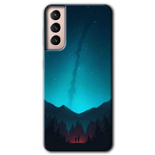 MRCİLETİSİM Samsung Galaxy S21 Plus Kılıf HD Desen Baskılı Arka Kapak + Temperli Cam - Night Fores Mount