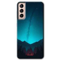 MRCİLETİSİM Samsung Galaxy S21 Plus Kılıf HD Desen Baskılı Arka Kapak + Temperli Cam - Night Fores Mount
