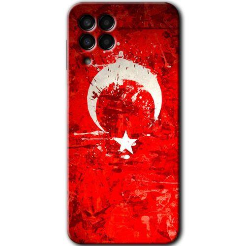 MRCİLETİSİM Samsung Galaxy M33 Kılıf Baskılı Kapak - Albayrak 2 +Tam Kaplayan Mat Seramik