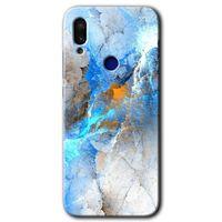 MRCİLETİSİM Xiaomi Redmi Note 7 Kılıf HD Desen Baskılı Arka Kapak+Temperli Cam - Mavi Buzul