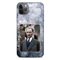 Apple Iphone 11 Pro Max Kılıf Atatürk (32) Soft Silikon Kılıf Gri Buzul