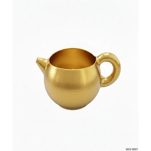 Gold Caydanlik Seklinde Mini Dekoratif Saksi 6 Cm Masa Ustu Ofis Dekoru