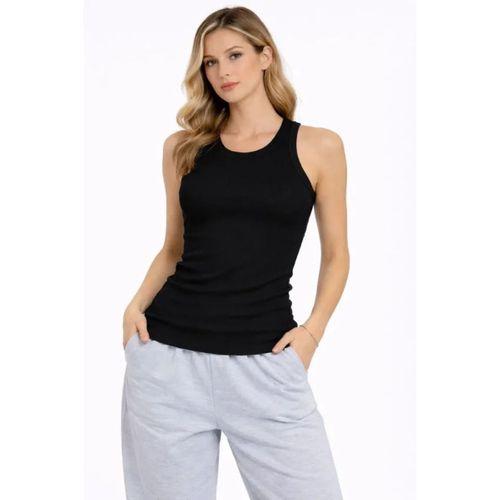 Fitilli Atlet Sıfır Yaka Slim Fit Arka Baskılı Spor Atlet - Siyah