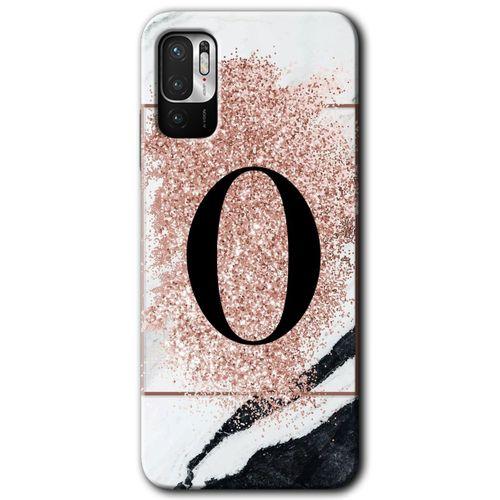 Redmi Note 10 5G Kılıf HD Desen Baskılı Arka Kapak - Pembe Mermer Desenli O Harfi