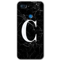 MRCİLETİSİM Xiaomi Mi 8 Lite Kılıf HD Desen Baskılı Arka Kapak+Temperli Cam - Siyah Mermer Desenli C Harfi