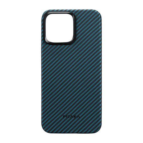 Apple iPhone 15 Pro Kılıf M-safe Şarj Özellikli 1500D Aramid Fiber Pitaka Ultra-Slim Classic Serisi Black-Blue Twill Kapak