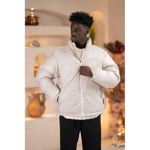 Oversize (Bol Kesim) Dik Yaka Fermuar Kapamalı Şişme Mont