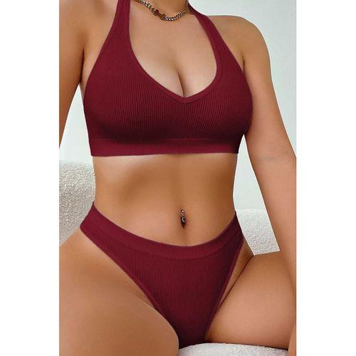 Kadın Bordo Seamless Tanga Sütyen Takım