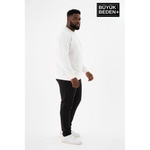 Erkek Büyük Beden Bisiklet Yaka Kollar ve Etek Ribanalı İnce Sweatshirt SPR26BSW956