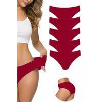 5 Adet Kadın Dikişsiz Lazer Kesim Esnek İz yapmayan Külot Bordo