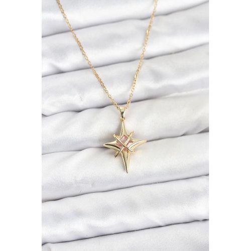 316L Çelik Gold Renk Zirkon Taşlı Kutup Yıldızı Model Kadın Kolye