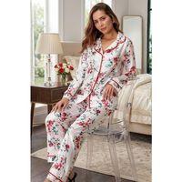 Gül Desenli Pijama Takımı Kadın Nurt5654