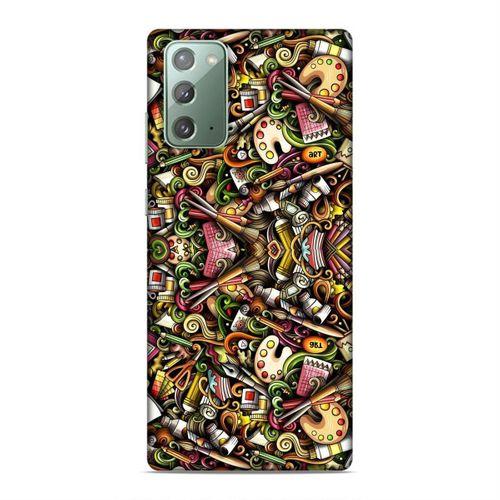 Samsung Galaxy Note 20 Kılıf Ressam Doodle Arka Kapak Silikon Koruma Full Koruyucu