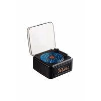 Nostalji Mini Plak Görünümlü Radyolu Bluetooth Hoparlör 3d Ses Dalgası Retro Müzik Plak Siyah