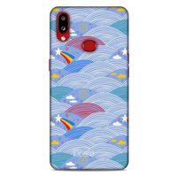 Samsung Galaxy A10s Kılıf Pastel Renkler (2) Kabı Mor Beyaz