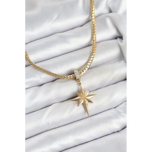 316L Çelik Zincir Gold Renk Kutup Yıldızı Model Kadın Kolye