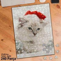 Asil Hobi Mavi Gözlü Sevimli Kedi - Hayvan - Doğa Yapboz-ayak Destekli Çerçeveli 240 Parça Puzzle