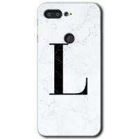 MRCİLETİSİM MRCİLETİSİM General Mobile GM 9 Pro Kılıf HD Desen Baskı Arka Kapak+Temperli Cam-Beyaz Mermer Desenli L Harfi