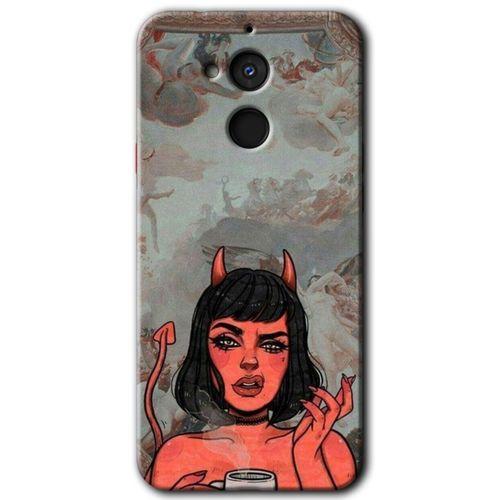 MRCİLETİSİM General Mobile GM 8 Kılıf HD Desen Baskılı Arka Kapak + Temperli Cam - Devil Girl