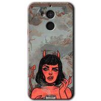 MRCİLETİSİM General Mobile GM 8 Kılıf HD Desen Baskılı Arka Kapak + Temperli Cam - Devil Girl