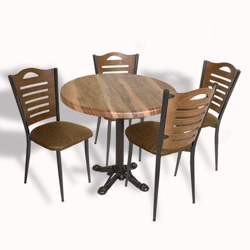 Dockers Çipa Döküm Ayak - Papelli Masa Takımı - Yuvarlak 90cm Çap (Werzalit, Wermodin ve Allzalit Tabla)  - Indiana Wood-Kahve