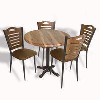 Dockers Çipa Döküm Ayak - Papelli Masa Takımı - Yuvarlak 90cm Çap (Werzalit, Wermodin ve Allzalit Tabla)  - Indiana Wood-Kahve