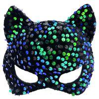 Siyah Kadife Mavi Yeşil Parti Maskesi