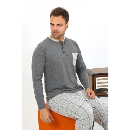 Erkek Uzun Kol Penye Antrasit Pijama Takımı