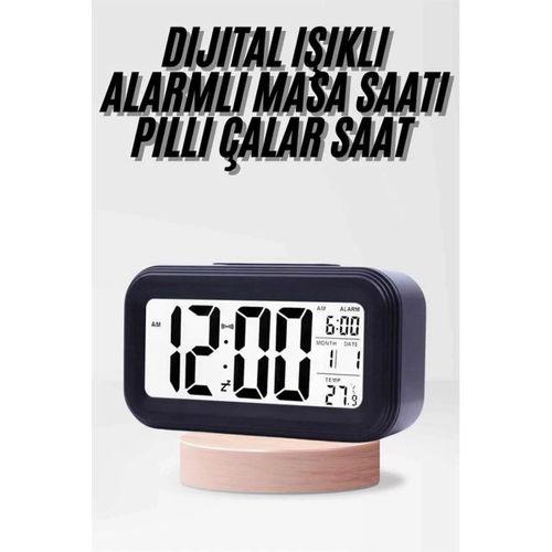 Dijital Işıklı Alarmlı Çalışma Masası Ekran Pilli Çalar Saat