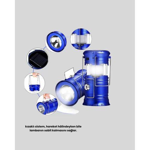 Solar Kamp Lambası Kızak Sistemli Şarjlı Taşınabilir Doğa Yürüyüşü Işığı