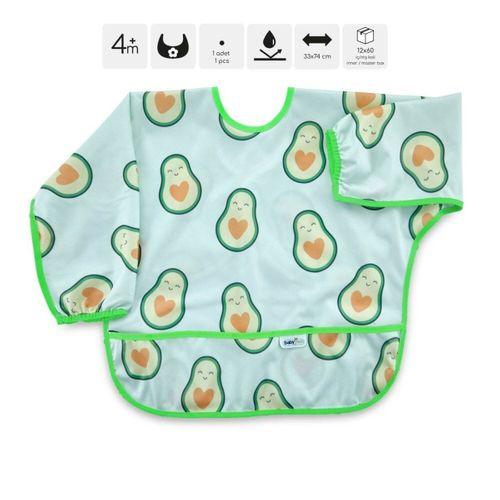 Babyjem BabyJem Baskılı BLW Kollu Önlük 784 Avokado