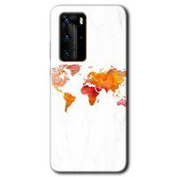 Huawei P40 Pro Kılıf HD Desen Baskılı Arka Kapak - Dünya Haritası + Kırılmaz Cam