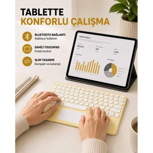 Bluetooth Kablosuz Klavye – İnce Slim Model, Tablet Ve Akıllı Tv Uyumlu, Sessiz Tuşlu Taşınabilir Klavye
