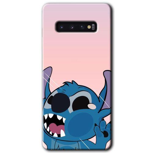 MRCİLETİSİM MRCİLETİSİM Samsung Galaxy S10 Kılıf HD Desen Baskılı Arka Kapak + Temperli Cam - Stitch