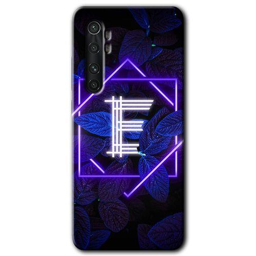 Xiaomi Mi Note 10 Lite HD Baskılı Kılıf + 9D Tam Ekran Koruyucu - Dark Neon Yaprak E Harfi