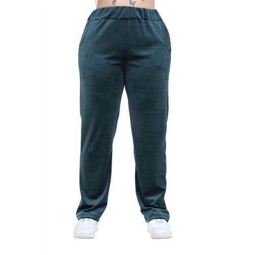 Melsay Butik Parlak Kadife Zümrüt Yeşil Yarım Garni Taşlı Kadın Eşofman Takımı