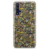 Honor View 20 Kılıf Şapka Eldiven Doodle Arka Kapak Koruma Desenli Full Koruyucu