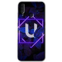 GM 10 Kılıf HD Desen Baskılı Arka Kapak - Dark Neon Yaprak U Harfi + Kırılmaz Cam