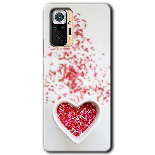 Xiaomi Redmi Note 10 Pro Kılıf Baskılı Kapak - Kalpli Şekerleme +Tam Kaplayan Mat Seramik