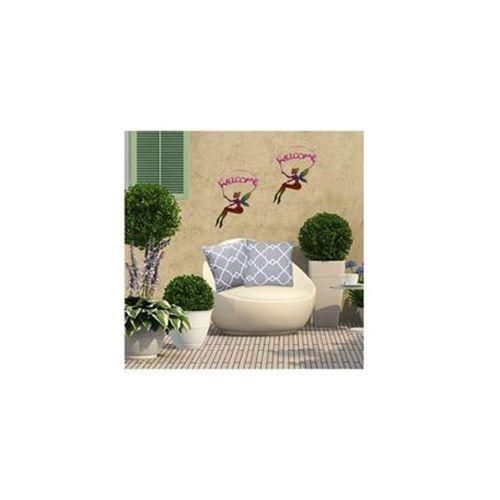2 Adet Balkon Ve Bahçe Hoşgeldiniz Tabelası,Melek Figürlü Pembe 30X18X0,5Cm  Duvar Süsü Balkon,Bahçe Ve Oda Dekor  Hoşgeldiniz Tablo,Tabela