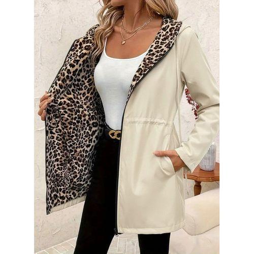 Kadın Uzun Kollu Kapşonlu çift Taraflı Cepli Bağcıklı Fermuarlı Viskon Iki Iplik Ceket